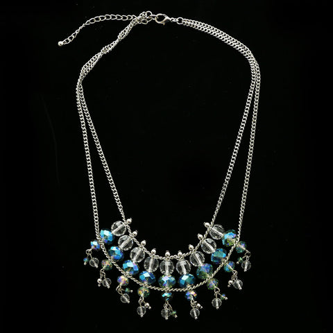 Luxury Faceted Necklace Silver/Blue NWOT