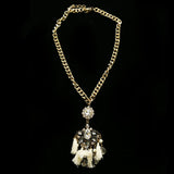 Luxury Crystal Y-Necklace Gold/White NWOT