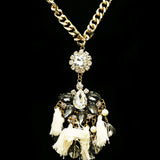 Luxury Crystal Y-Necklace Gold/White NWOT