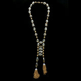 Luxury Crystal Y-Necklace Gold/Blue NWOT