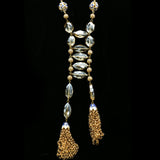 Luxury Crystal Y-Necklace Gold/Blue NWOT