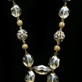 Luxury Crystal Y-Necklace Gold/Blue NWOT
