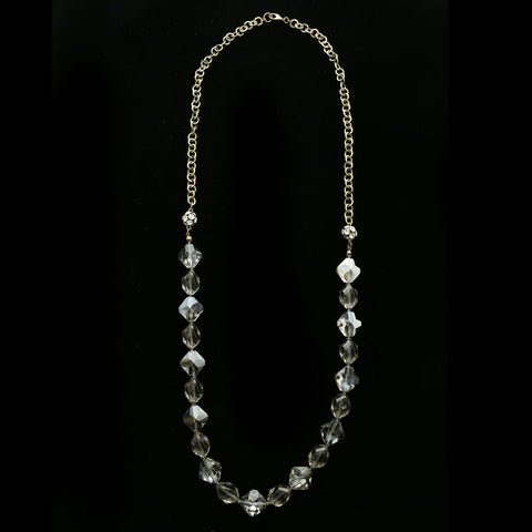 Luxury Faceted Necklace Gold/Clear NWOT