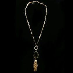 Luxury Crystal Y-Necklace Gold/Brown NWOT