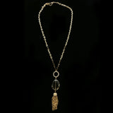 Luxury Crystal Y-Necklace Gold/Brown NWOT