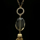 Luxury Crystal Y-Necklace Gold/Brown NWOT