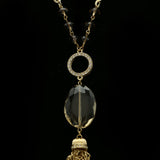 Luxury Crystal Y-Necklace Gold/Brown NWOT