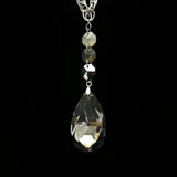 Luxury Crystal Faceted Y-Necklace Silver NWOT