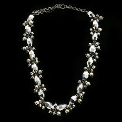 Luxury Faceted Necklace Gunmetal/Dark-Silver NWOT