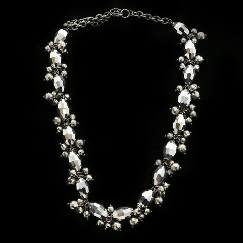 Luxury Faceted Necklace Gunmetal/Dark-Silver NWOT