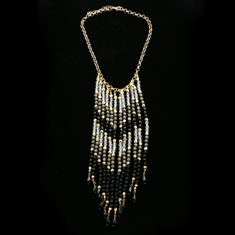Luxury Faceted Necklace Gold/Black NWOT