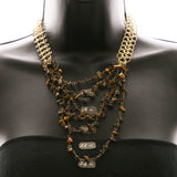 Luxury Semi-Precious Necklace Gold/Brown NWOT