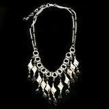 Luxury Crystal Faceted Necklace Silver & Black NWOT