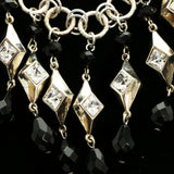 Luxury Crystal Faceted Necklace Silver & Black NWOT