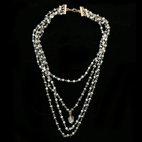 Luxury Crystal Faceted Necklace Gold & Dark-Silver NWOT