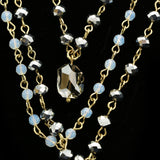 Luxury Crystal Faceted Necklace Gold & Dark-Silver NWOT