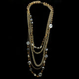 Luxury Crystal Necklace Gold/Brown NWOT