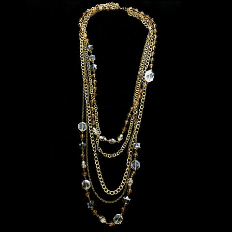 Luxury Crystal Necklace Gold/Brown NWOT