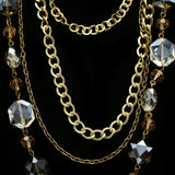 Luxury Crystal Necklace Gold/Brown NWOT