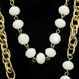 Luxury Crystal Faceted Necklace Gold & White NWOT