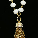 Luxury Crystal Faceted Necklace Gold & White NWOT