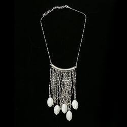 Luxury Faceted Necklace Silver/White NWOT