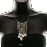 Luxury Faceted Necklace Silver/White NWOT