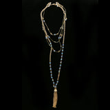 Luxury Crystal Faceted Necklace Gold & Blue NWOT