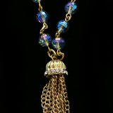 Luxury Crystal Faceted Necklace Gold & Blue NWOT