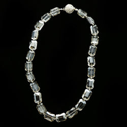 Luxury Crystal Faceted Necklace Silver & Clear NWOT