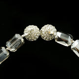 Luxury Crystal Faceted Necklace Silver & Clear NWOT