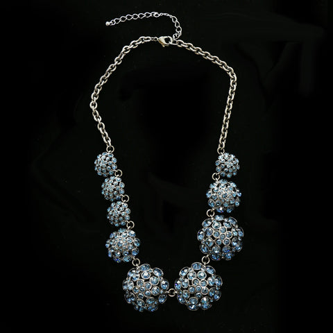 Luxury Crystal Necklace Gunmetal/Blue NWOT