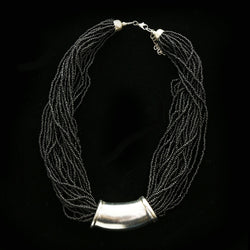 Luxury Beads Necklace Silver/Black NWOT