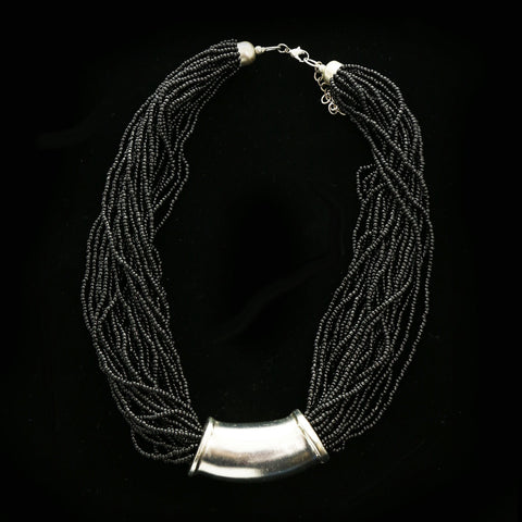 Luxury Beads Necklace Silver/Black NWOT