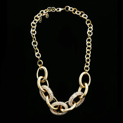 Luxury Crystal Chain Links Necklace Gold NWOT