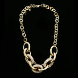 Luxury Crystal Chain Links Necklace Gold NWOT