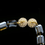 Luxury Crystal Magnetic Clasp Necklace Gold & Gray NWOT