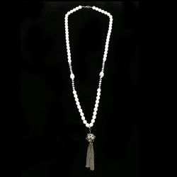 Luxury Crystal Flower Y-Necklace Silver & White NWOT