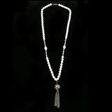 Luxury Crystal Flower Y-Necklace Silver & White NWOT