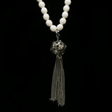 Luxury Crystal Flower Y-Necklace Silver & White NWOT