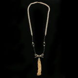 Luxury Crystal Y-Necklace Gold/Black NWOT