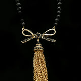 Luxury Crystal Y-Necklace Gold/Black NWOT