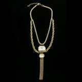 Luxury Crystal Y-Necklace Gold NWOT