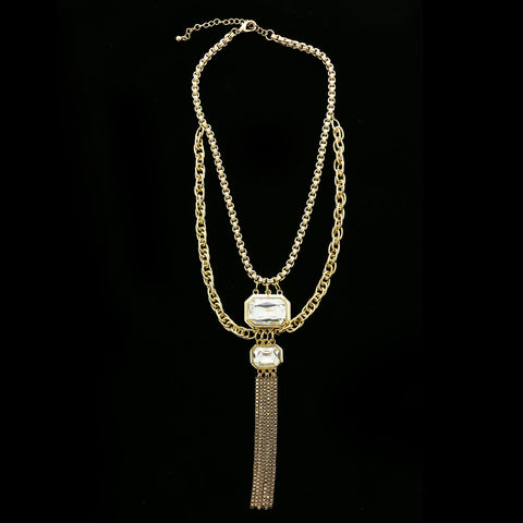 Luxury Crystal Y-Necklace Gold NWOT