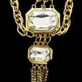 Luxury Crystal Y-Necklace Gold NWOT