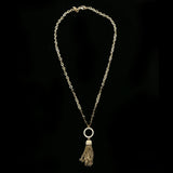 Luxury Crystal Y-Necklace Gold/Brown NWOT