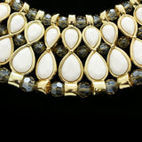 Luxury Faceted Necklace Gold/White NWOT