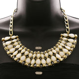 Luxury Faceted Necklace Gold/White NWOT