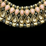 Luxury Crystal Faceted Necklace Gold & Pink NWOT