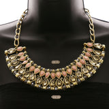 Luxury Crystal Faceted Necklace Gold & Pink NWOT